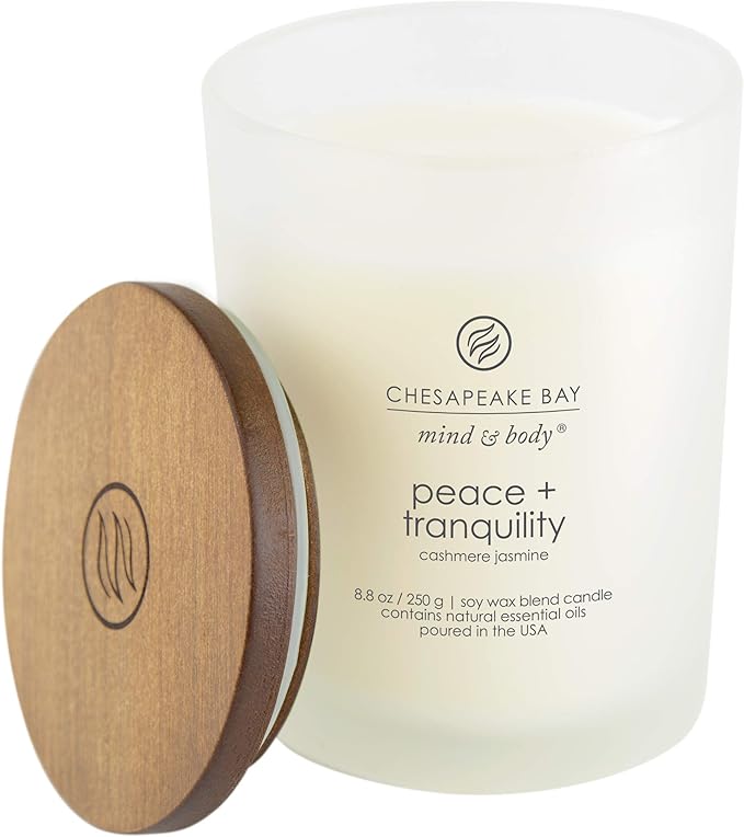 Chesapeake Bay Candle Peace + Tranquility (Cashmere Jasmine) Scented Candles Medium Size 2-Pack Perfect for Home Décor Relaxation and Gifting