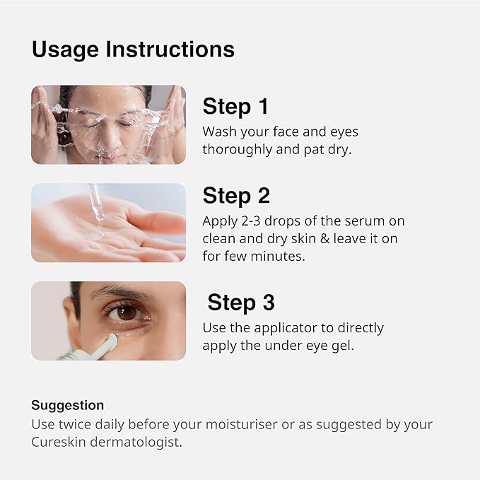 Cureskin Anti Aging Combo | Anti Aging Cream for Women | Collagen Boost Hyaluronic Acid Serum for Face | Under Eye Cream for Men and Women | Dark Circles Removal