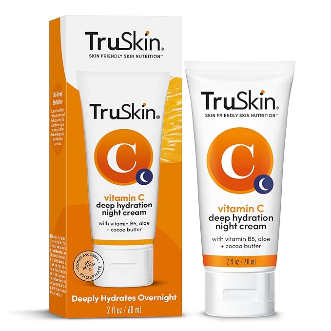 TruSkin Vitamin C Night Cream – Skin’s Natural Collagen Supporting Blend with Cocoa Butter, Vitamin B5, Botanical Essential Oils – Brightening and Hydrating Face & Neck, Firmer-Feeling Skin, 2 fl oz