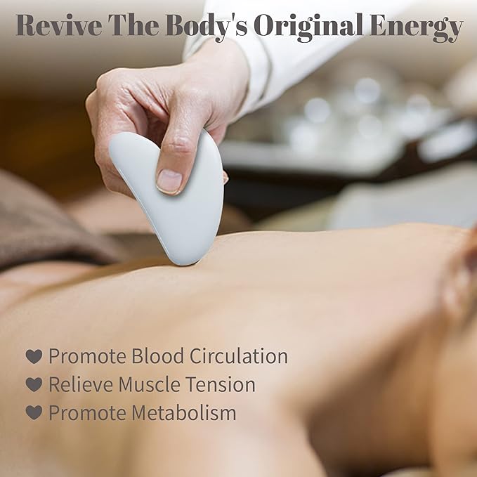 Rena Chris Guasha Massage Tool, 4 Pcs Gua Sha Facial Tool, Guasha Board for SPA Acupuncture Therapy Trigger Point Treatment, Gua Sha Scraping Massage Tool（White）