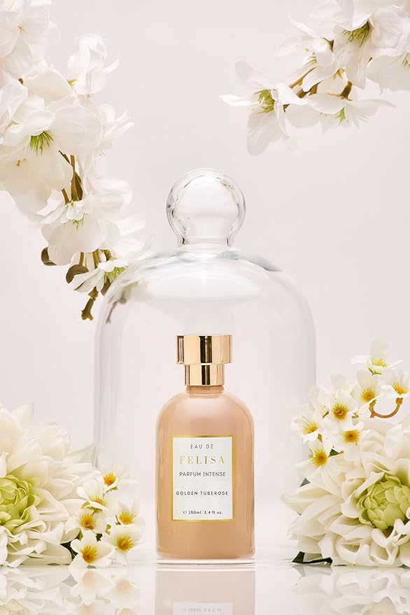 Felisa Golden Tuberose Eau de Parfum Intense (3.4 fl oz) – Long Lasting Vegan Powerful Floral Perfume, Luxurious and Seductive with Tuberose, Jasmine Sambac, Magnolia and Peony