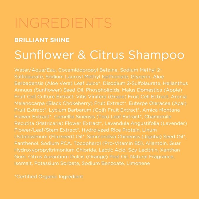 Andalou Naturals Sunflower and Citrus Brilliant Shine Shampoo, 11.5 Ounce
