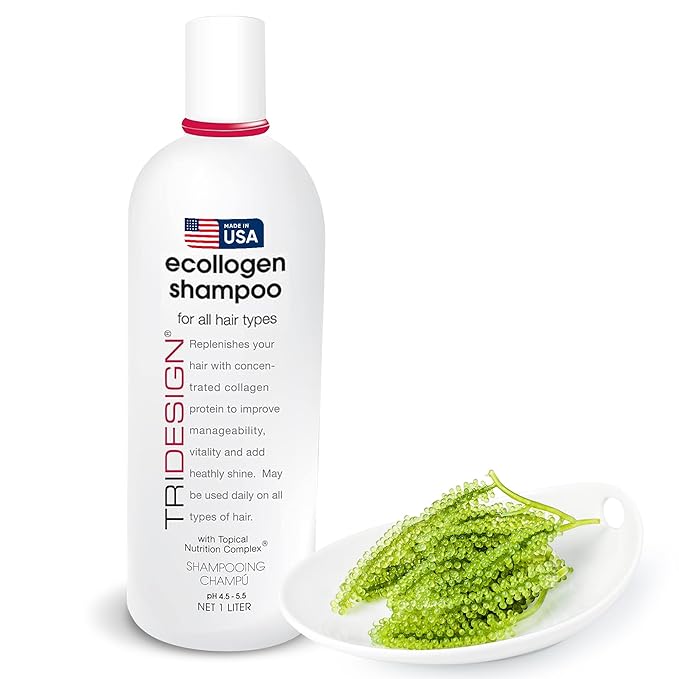TRI Design Ecollogen Shampoo - Hair Shampoo For Natural Hair - Moisturizing, Hydrating - Gentle Hair Products, Thickening, Volumizing Shampoo - Liter (33.8 oz.)