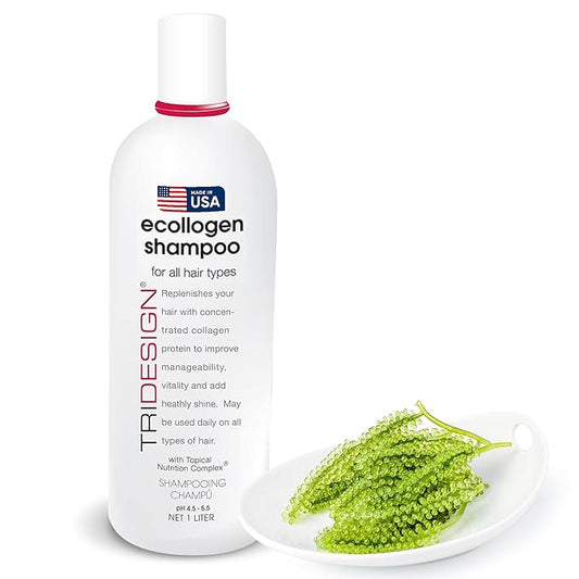 TRI Design Ecollogen Shampoo - Hair Shampoo For Natural Hair - Moisturizing, Hydrating - Gentle Hair Products, Thickening, Volumizing Shampoo - Liter (33.8 oz.)