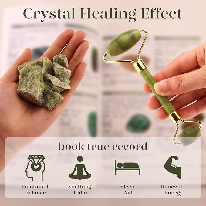 BAIMEI IcyMe Jade Face Roller & Gua Sha, Facial Beauty Skin Care Tools, Self Care Gift for Men Women, Massager for Face, Eyes, Neck, Relieve Fine Lines and Wrinkles - Green