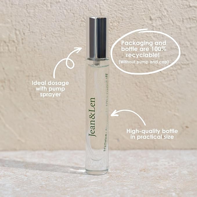 Jean & Len Scent Experience Cedarwood & Bergamot, eau de toilette with bergamot & cedarwood fragrance, practical mini perfume, ideal for on the go, minimalistic glass flacon, 0.34 Fl. Oz.