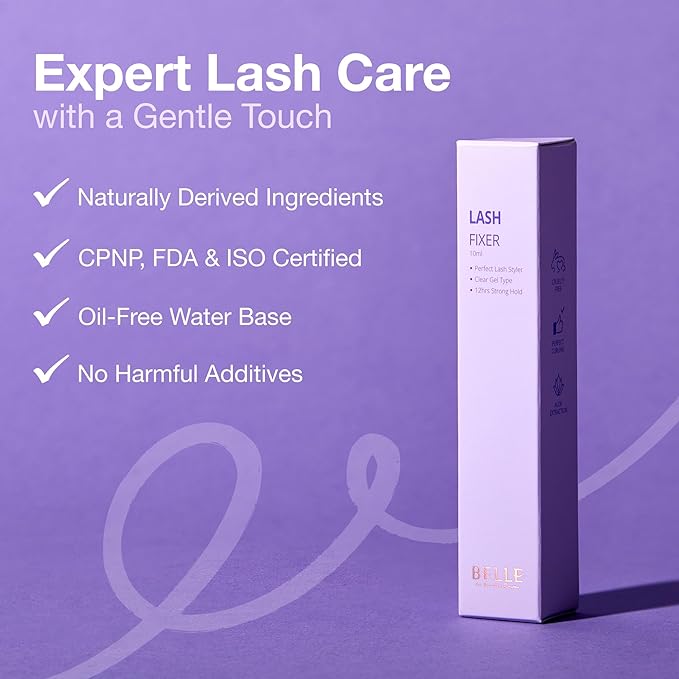 BELLE Lash Fixer – Nourishing Lash Serum & Fixer, Long-Lasting Curl, Smudge-Free, Lightweight Daily Lash Care, Gentle Formula, Cruelty-Free, 10ml / 0.34 fl.oz