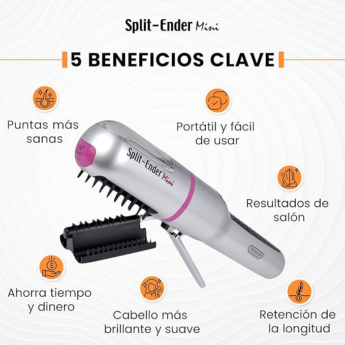 Mini - The Original Cordless Split End Hair Trimmer Automatic 3 AAA Battery Home Care Clipper 2-in-1 for Dry Damaged Splitting Broken Brittle Straight Curly Frizzy Beauty Styling - Pink
