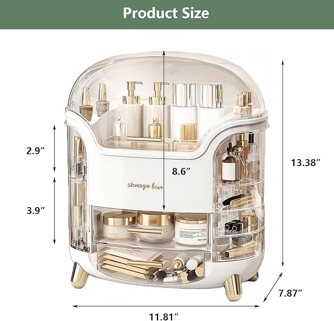 Large Makeup Organizer Countertop Vanity Organizer Case Skin Care Cosmetic Storage Box Bathroom Counter Perfume Skincare Organizers Make Up Caddy Gift Women Girls Clear Design Easy Visibility