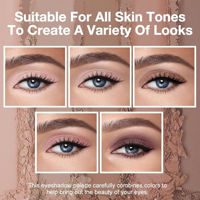 5 Colors Matte Eyeshadow Makeup Palette,Nude Pink Light Dark Brown Natural Neutral Eye Shadow Palette,Long Lasting Waterproof Naturing-Looking Women Girls Eye Shadow