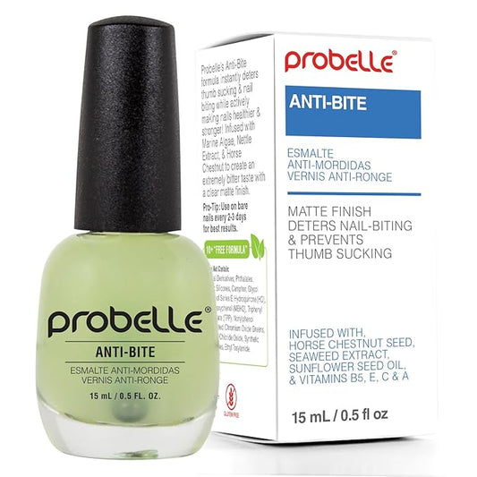 Probelle Anti-Bite, Nail Biting Treatment for Kids & Adults to Quit habit, No Bite Nail Polish Deterrent, Thumb Guard & Prevents Finger Sucking, Bitter Taste Nail Care, For Ages 3+, 0.5 fl oz (15 ml)