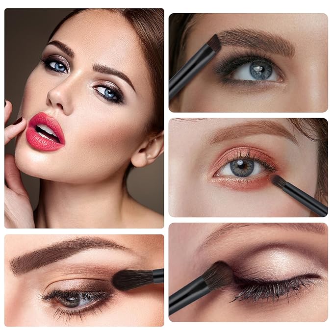 Eye Makeup Brush Set, 6 Pcs Professional Blending Eyeshadow Makeup Brushes for Concealer Eyebrows Eyeliner, Soft Hairs & Wood Handle…… (black 6pcs)