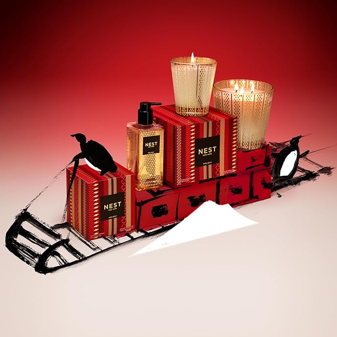 NEST New York Scented 3-Wick Candle, Holiday - 21.2 oz - Up to 100-Hour Burn Time - Reusable Glass Vessel