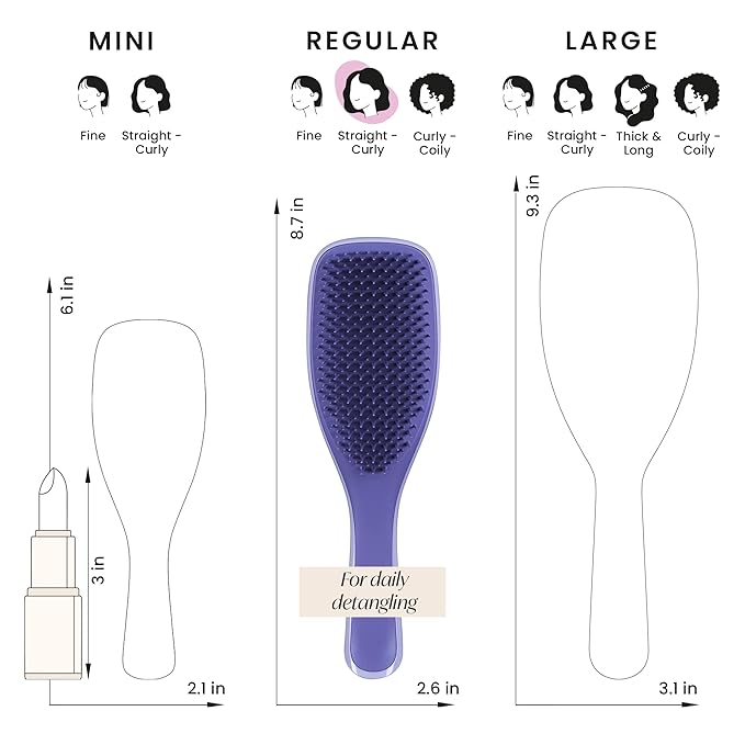 Tangle Teezer Ultimate Detangler Brush for Wet & Dry Hair, Eliminates Knots & Reduces Breakage for All Hair Types, Amazon Exclusive Lilac Purple