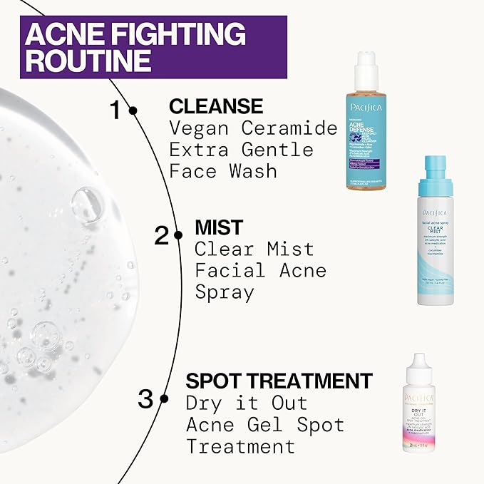 Pacifica Acne Defense Face Wash - Deep Pore Purifying Face Cleanser - w/ 2% Salicylic Acid, Pore Reducing Niacinamide & Inflammation Reducing Cucumber - for Sensitive Skin Vegan Dermatologist Tested