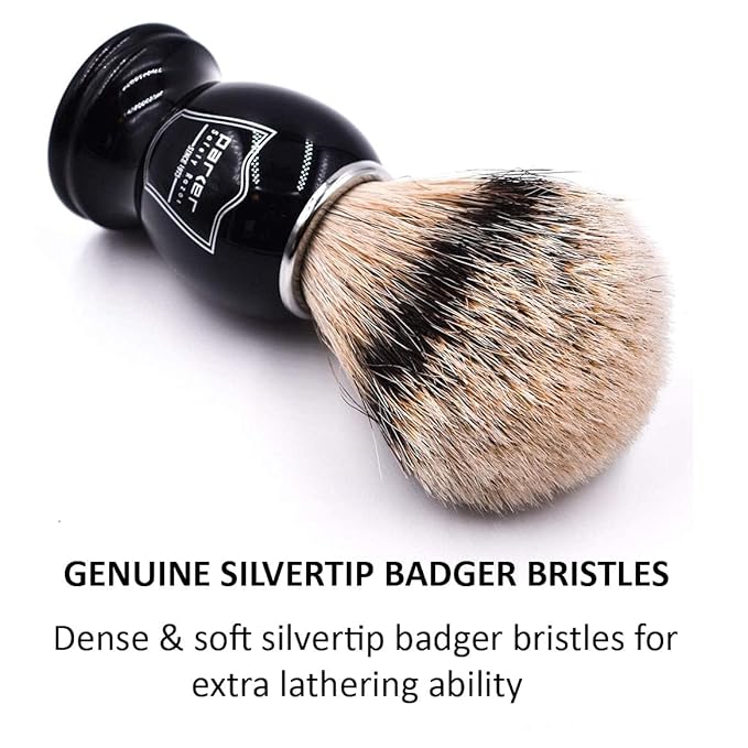 Parker Silvertip Badger Shaving Brush with Resin Handle & Resin Stand | 22mm Soft Knot for Rich Lather | Handcrafted Brush for Shave Cream or Soap | Premium Wet Shaving Accessory | Iconic Brand