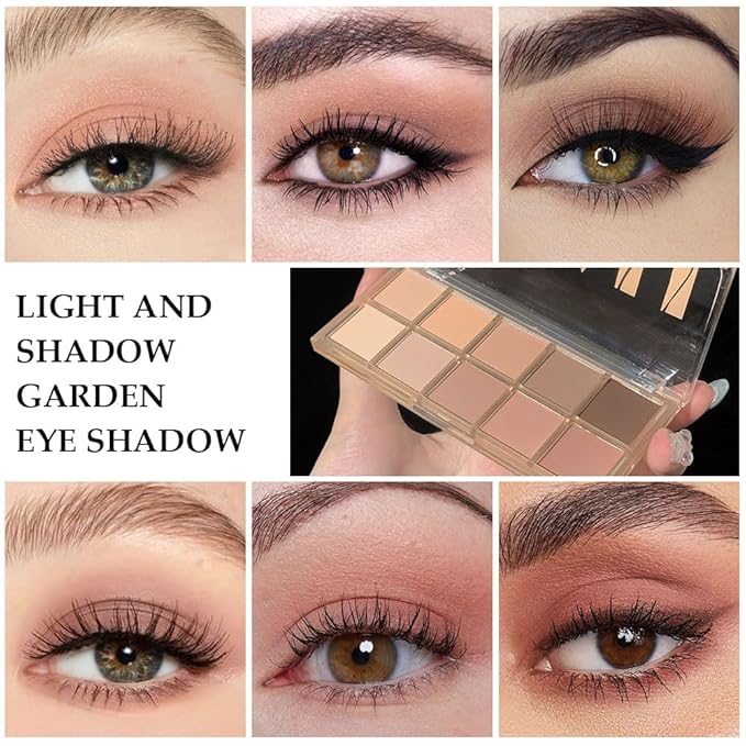 10 Colors Nude Pink Matte Eyeshadow Palette,Neutral Nude Eye Shadow Palette,Long Lasting Waterproof Travel Size Makeup Pallete,Vegan,Cruelty -free