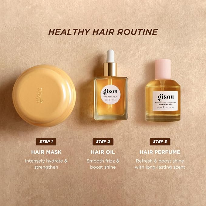 Gisou Honey Infused Hair Oil, Award-Winning Hydration, Frizz Control & Shine Treatment, Mirsalehi Honey & Botanical Oils, Heat Protection up to 450°F, All Hair Types (20ml)