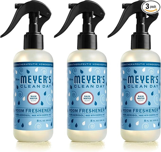 MRS. MEYER'S CLEAN DAY Room and Air Freshener Spray, Non-Aerosol Spray Bottle Infused with Essential Oils, Rain Water, 8 fl. oz - Pack of 3