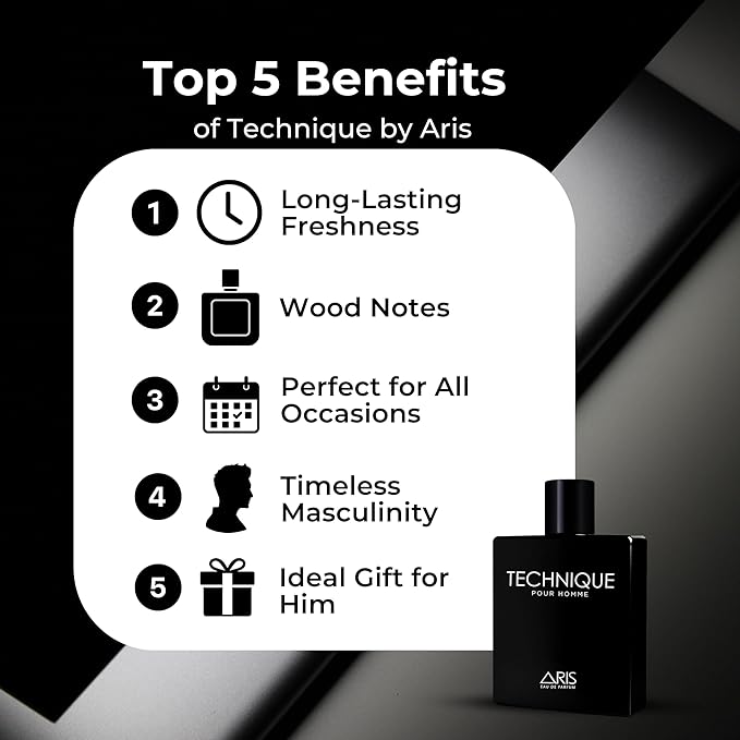 Technique Eau de Parfum – Long-Lasting Sandalwood and Woody Fragrance for Men – 100mL Perfume Spray with Bonus 15mL Perfume Sample (Randomly Selected)