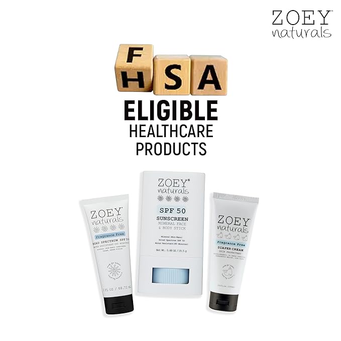 Zoey Naturals SPF 50+ Sunscreen for Babies & Children - Water-Resistant, Reef-Safe, Non-Nano Zinc Oxide, for Sensitive Skin & Kids, Made in USA
