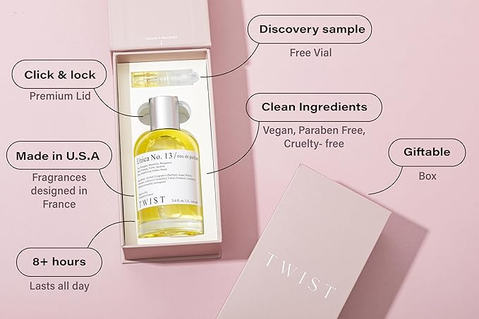 Twist Unica No. 13 - Eau De Parfum Inspired by Calv. K One, Long-Lasting Perfume For Women & Men, Green Tea & Bergamot, Vegan, Clean Ingredients, Unisex, Fragrance - Spray 100 ml | 3.4 fl. oz.