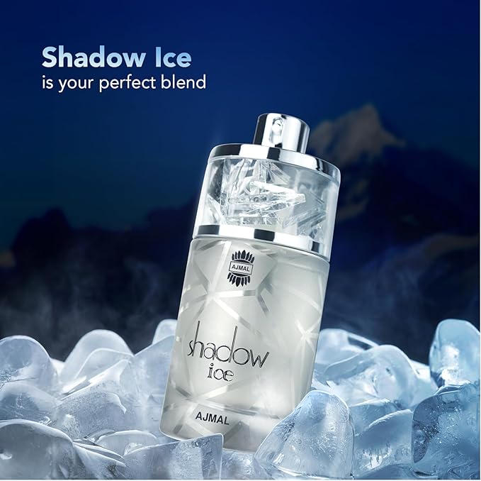 Ajmal Shadow Ice Eau de Parfum 3.4 oz / 100 ml – Fresh Long-Lasting Unisex Perfume | Citrus, Neroli, Jasmine, Musk & Sandalwood | Premium Summer Fragrance from Dubai