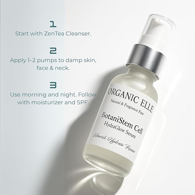 Serum – BotaniStem Cell HydraGlow, Organic Anti-Aging Face Serum with Plant Stem Cells, Botanical Hyaluronic Acid & Vitamin C & Vitamin E – Hydrating, Brightening & Firming for Radiant Skin