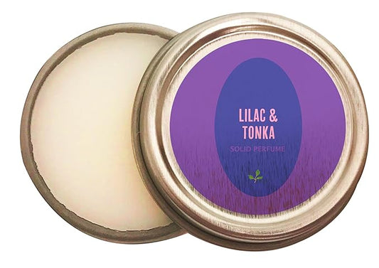 Luxury All Natural | Handmade Solid Perfume | Phthalate-Free | Handmade in USA | Eco-Friendly | Pocket Size 1/4 OZ (Lilac & Tonka)