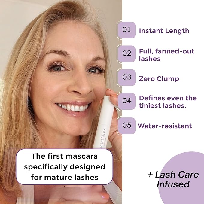 Rumi Cosmetiques VolumeCare+ Mascara For Mature Women - Extreme Length and Volume 2-in-1 Formula - No Clumps or Flaking, Long-Wearing, Hypoallergenic Mascara For Sensitive Eyes (Natural Black)