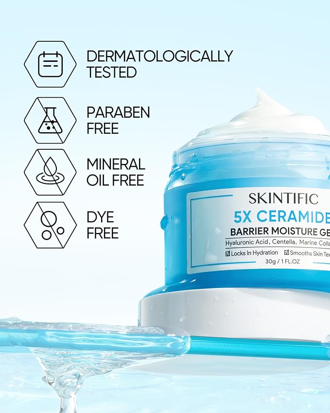5X Ceramides Moisture Barrier Cream, Hydrating Skin Barrier Repair Face Moisturizer for All Skin Types with Hyaluronic Acid & Centella, Daily Moisturizer, Non-Comedogenic