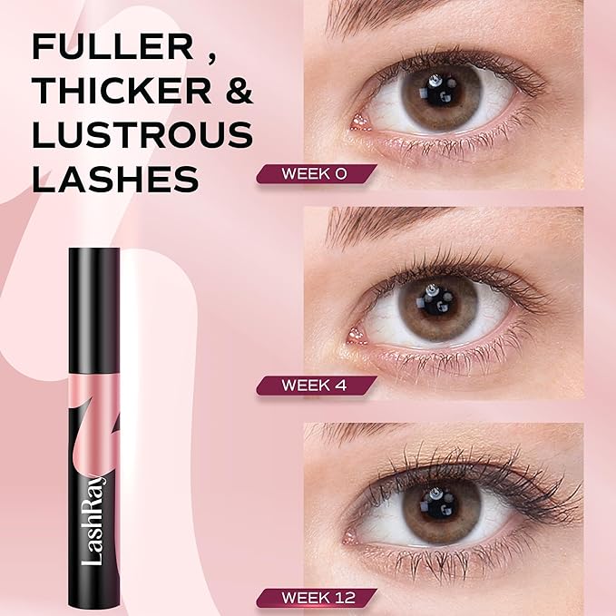 Advanced Lash Serum for Eyelash Growth: LashRay Eye Lash Enhancing Serum to Grow Longer Thicker Eyelashes for Women, 0.1 oz