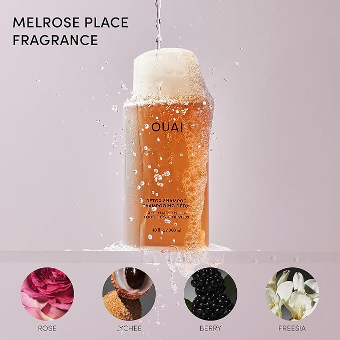 OUAI Detox Shampoo - Clarifying Shampoo for Build Up, Dirt, Oil, Product and Hard Water - Apple Cider Vinegar & Keratin for Clean, Refreshed Hair - Sulfate-Free Hair Care (16 oz)