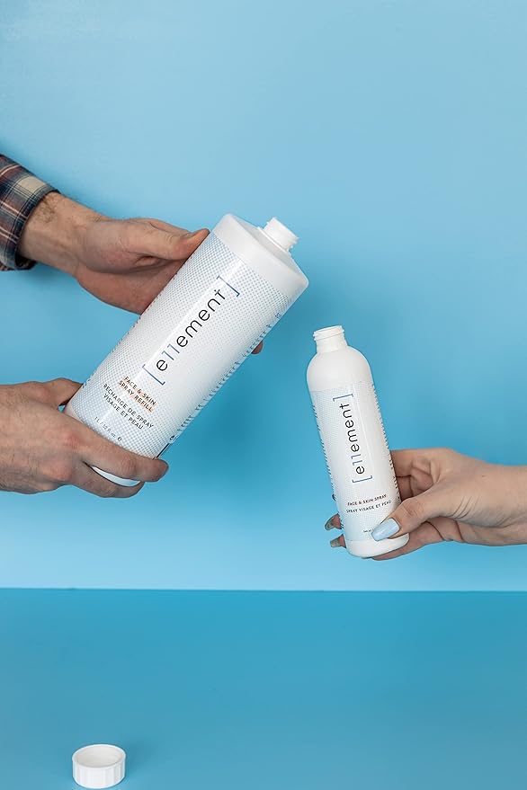 Hypochlorous Acid Face and Spray - 1 L Refill – Daily Toner – Dry Skin - Facial Cleanser - Tattoo Aftercare – Post Workout Refresher - Piercing Aftercare – Lash Cleanser - All Natural - e11ement