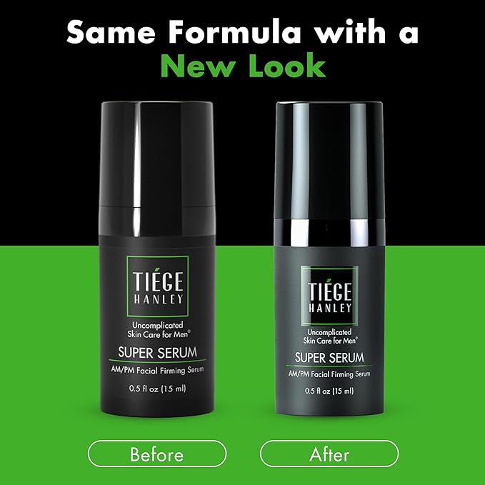 Tiege Hanley Anti Aging Face Serum for Men, Super Serum with Peptides, Retinyl Palmitate, and Sodium Hyaluronate to Firm Skin and Reduce Fine Lines, Men’s Skin Care, 0.5 Fl Oz