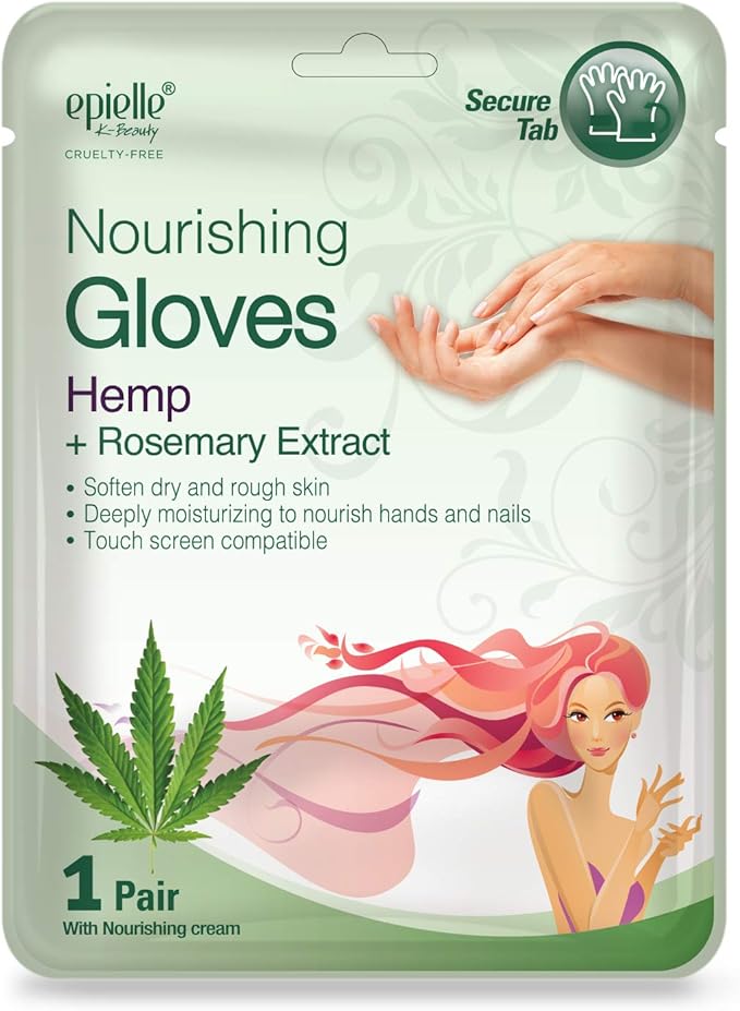 Epielle Relaxing & Nourishing Hand & Foot Masks 12 Pairs, Repair and Relax Dry Hands & Cracked Heels with Lavender Extract & Hemp, Korean Skin Care, Spa Self Care Gifts for Women, 6 Gloves & 6 Socks