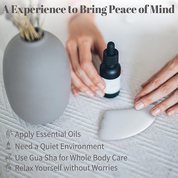 Rena Chris Guasha Massage Tool, 4 Pcs Gua Sha Facial Tool, Guasha Board for SPA Acupuncture Therapy Trigger Point Treatment, Gua Sha Scraping Massage Tool（White）