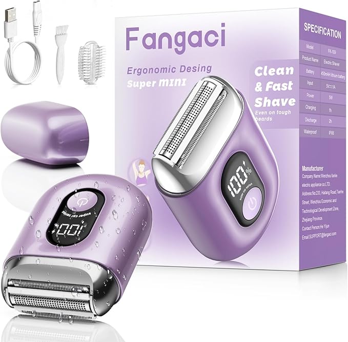 Cordless Electric Shaver for Women: Mini Electric Razors with LED Display - Rechargeable Bikini Trimmer - IPX7 Waterproof Wet Dry Face Razor for Body Pubic Leg