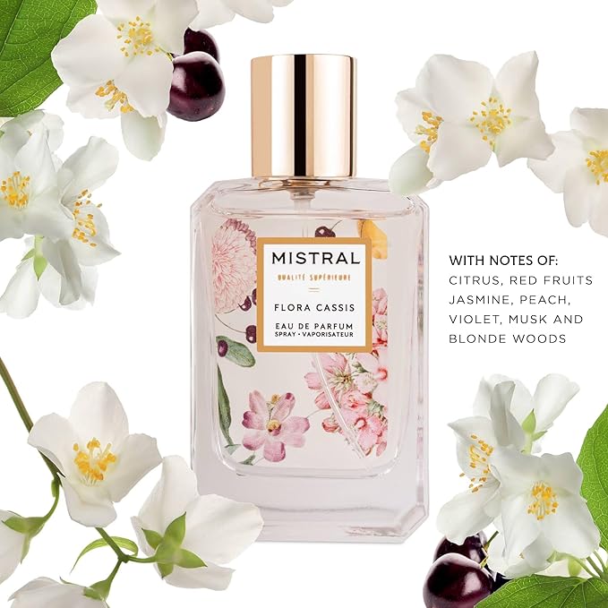 Mistral Flora Cassis Eau de Parfum – Fruity Floral Perfume for Women with Red Fruits, Jasmine & Amber | Paraben-Free, Long Lasting French Luxury Fragrance Spray, Women's Fragrances | 1.7 fl oz