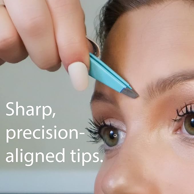 Tweezers - Limited Edition Aqua Ombré Slant Tweezer - Best Tweezers for Eyebrow, Hair Removal and Your Precision Needs