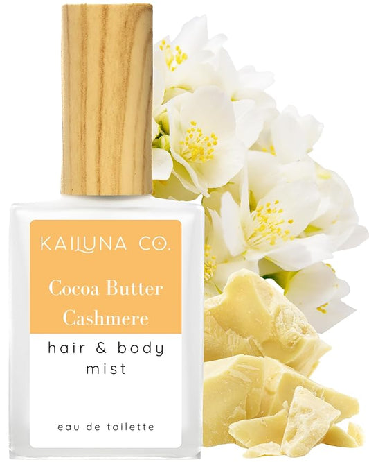 Cocoa Butter Cashmere Natural Hair & Body Mist Spray, Pure Essential and Fragrance Oils, Alcohol-Free, Handmade in California, 0.5Fl Oz