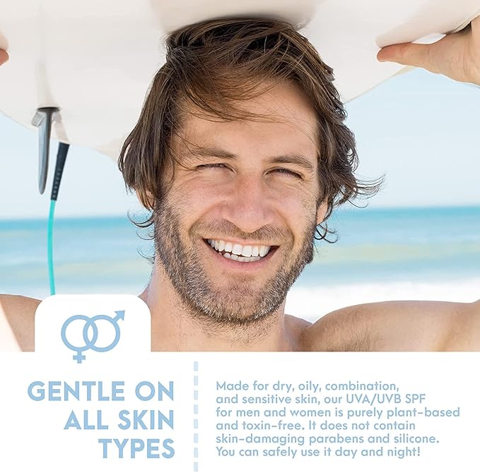 SPF8 Broad Spectrum Natural Sun screen, Soothing and Hydrating Mineral Sunscreen, Vegan, Paraben-Free Sunblock, Water-Resistant Sunscreen for Face and Body, 6oz - Natural Tone Organic Skincare