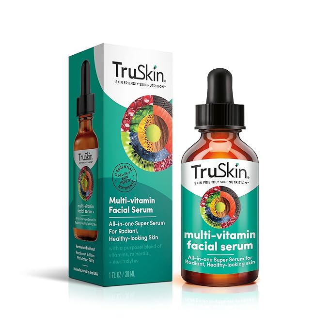 TruSkin Facial Serum with 11 Plant-Derived Vitamins & Minerals for Radiant, Healthy-Looking Skin – Powerful Antioxidants and Nourishing Vitamins for Skin Nutrition, 1 fl oz