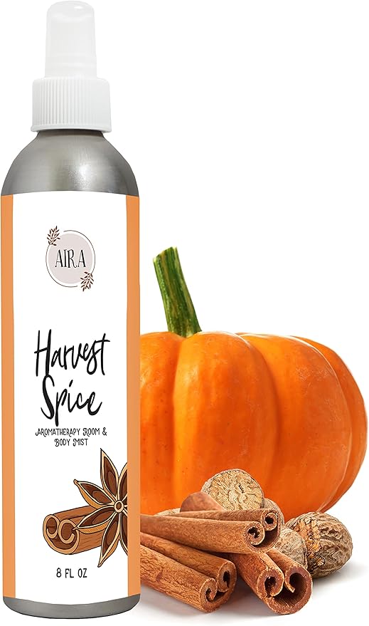 Aira Mist Harvest Spice Fall Organic Room Spray - Essential Oil Spray with Organic Ingredients & Therapeutic Essential Oils - Living Room Spray Free of Alcohol & Parabens - Home Fragrance - 8 Ounces