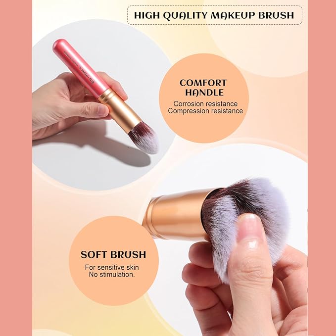 BS-MALL New 14 Pcs Makeup Brushes Premium Synthetic Kabuki Makeup Brush Set Cosmetics Foundation Blending Blush Eyeliner Face Powder Brush Makeup Brush Kit(golden Pink)