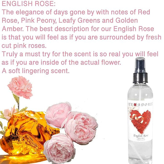 Body Spray, English Rose, 8 Fluid Ounce