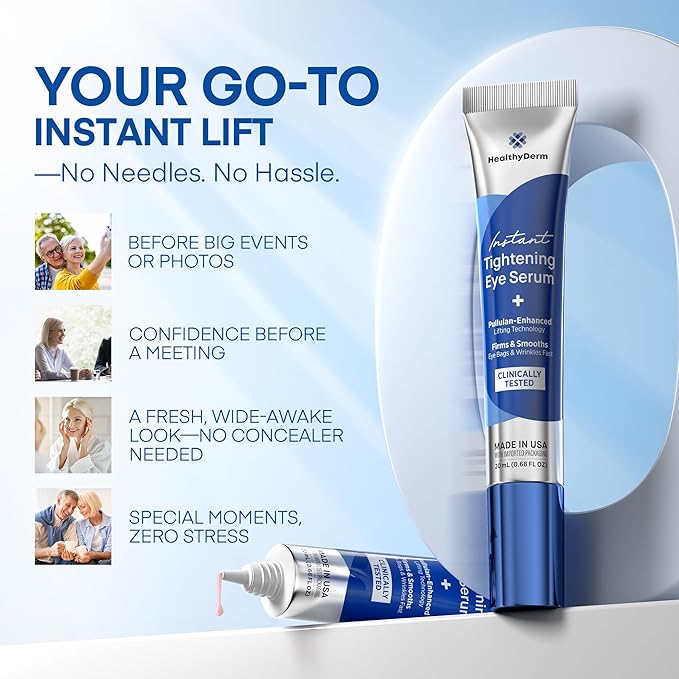 Instant Under Eye Lift Serum - Reduces Eye Bags, Wrinkles, Puffy Eyes, Dark Circles & Crow’s Feet in Minutes - Advanced Firming Polysaccharide Formula for Mature Skin - 20 mL