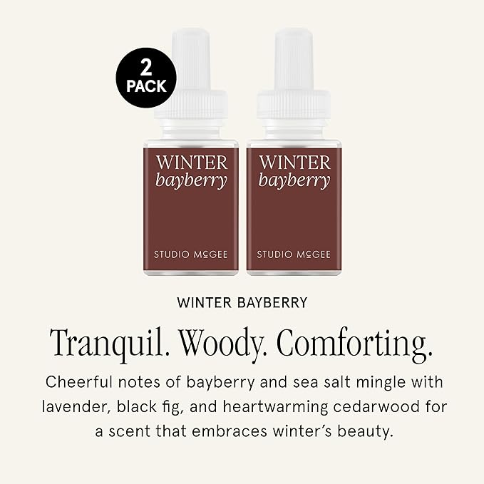 Pura x Studio McGee Home Scent Refill - Smart Air Diffuser - Up to 120-Hours of Luxury Fragrance per Refill - Home Essential - Clean & Safe Diffuser Fragrance - 2 Pack, Winter Bayberry