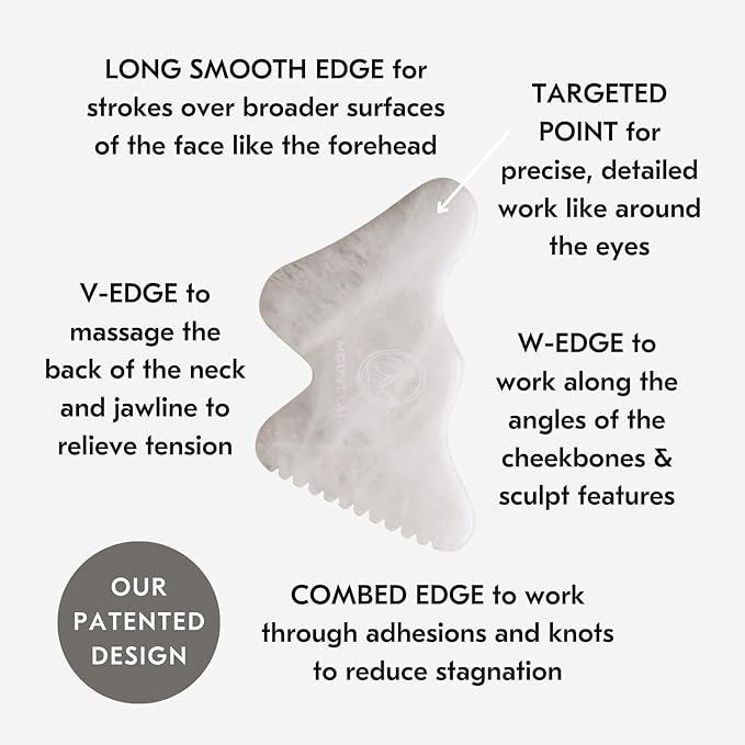 Mount Lai Vitality Qi White Jade Gua Sha Facial Tool – The Imperial Stone of Purity – Patented 5-Sided Professional Sculpting Tool for Lymphatic Drainage, Precision Contouring & Imperial Radiance