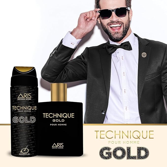 Technique Gold Eau de Parfum – Long-Lasting Fragrance for Men – 100mL Perfume Spray with Bonus 15mL Perfume Sample (Randomly Selected)